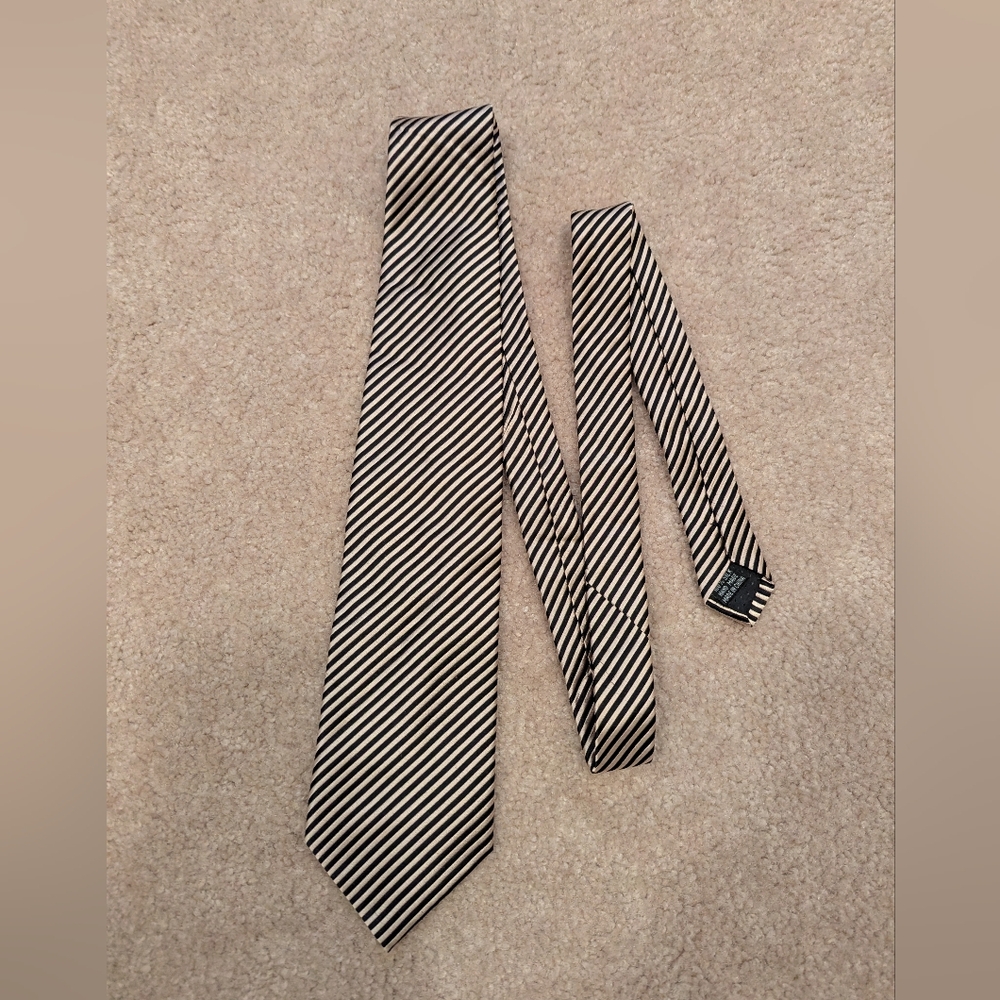 Fabio Fazio Elegant Black and Gold Striped Men's Tie